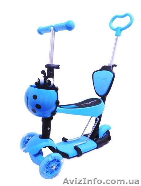 Самокат Scooter 4в1 с родительской ручкой голубой - <ro>Изображение</ro><ru>Изображение</ru> #1, <ru>Объявление</ru> #1416086