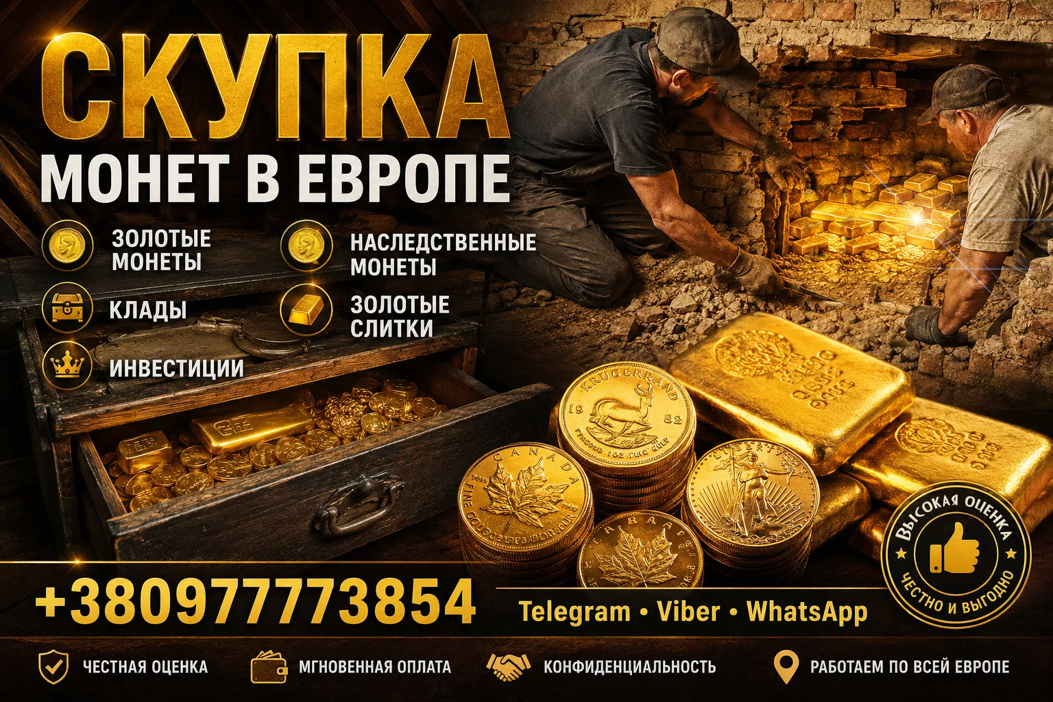 Выгодная скупка золотых монет, кладов, слитков золота и наследства в Европе - <ro>Изображение</ro><ru>Изображение</ru> #1, <ru>Объявление</ru> #1753969